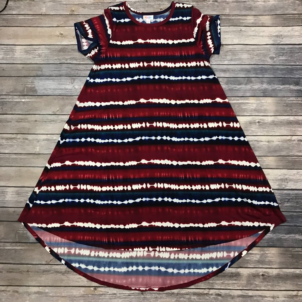 LuLaRoe Carly Red, White, and Blue Tie Dye
